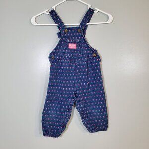 OshKosh Denim Overalls with Flowers Size 24 months Made in USA